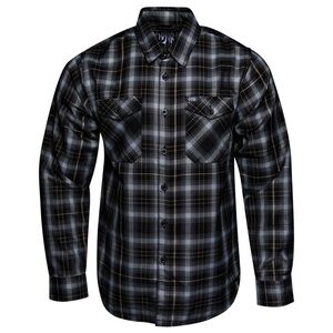 3XL - Dixxon Flannel GOJIRA FLANNEL Men’s Shirt Black White Long Sleeve